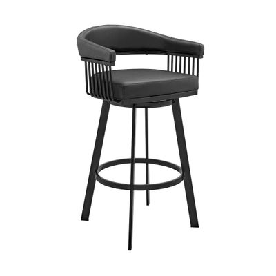 26 Bronson Counter Height Barstool with Black Faux Leather Black Finish Frame - Armen Living