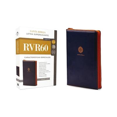 Rvr60, Santa Biblia, Letra Supergigante, Leathersoft, Azul, Con Cierre, Comfort Print - Large Print by Rvr 1960- Reina Valera 1960 (Leather Bound)