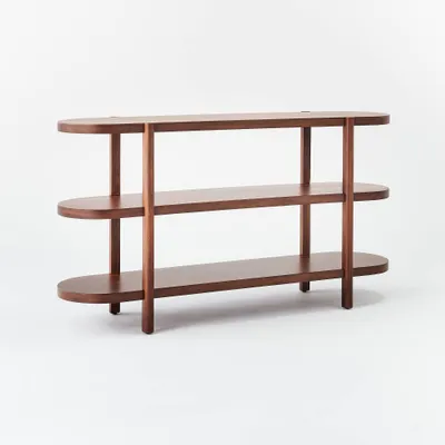 32 Portola Hills 3 Shelf Horizontal Bookcase Walnut - Threshold designed with Studio McGee: Wood Veneer, Metal Hardware