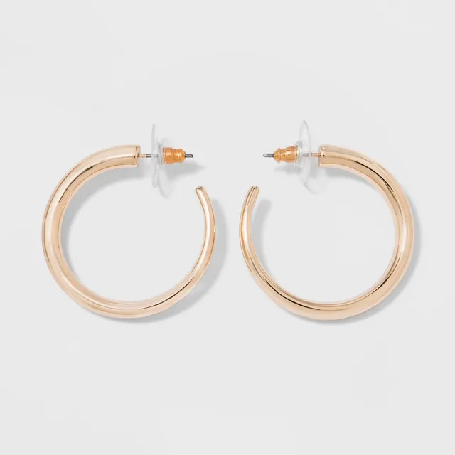 Thick Metal Hoop Earrings - A New Day™ Gold