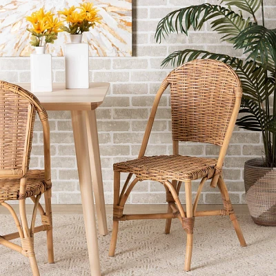 Neola Natural Rattan Dining Chair Set Brown - bali & pari: Handcrafted, No Assembly Required