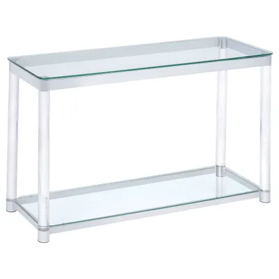 Anne Acrylic Console Sofa Table with Glass Top and Shelf Chrome - Coaster