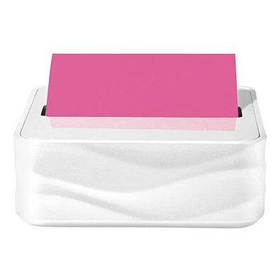 Post-it Dispenser Wave White: Plastic Desk Organizer & Note Holder, 3.422 Height, 3.641 Width, 1.25 Depth