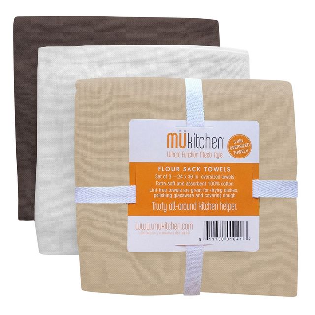 3pk Kitchen Towels - MU Kitchen: Oversized Cotton Dish Towels