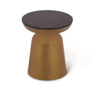 Steve Silver Co. Jovana Round End Table Brass and Granite: Modern Side Table, No Assembly Required