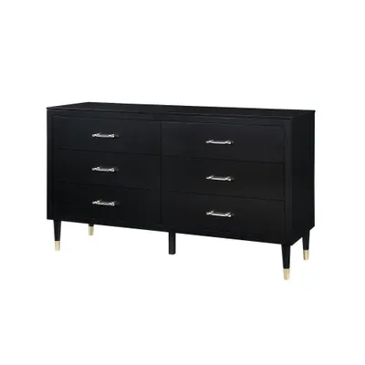 Stanton Modern 6 Drawer Dresser  - Manhattan Comfort: Chic Acrylic Handles, Gold Feet