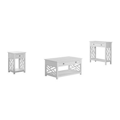 36 Middlebury Coffee Table, End Table and Console Table with Drawers White - Alaterre Furniture: 3-Piece Rectangle Set