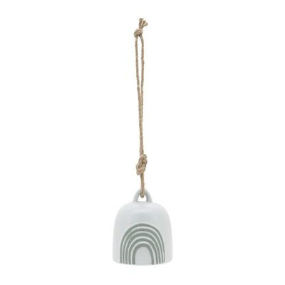 4 Ceramic Hanging Bell Rainbow White/Green - Sagebrook Home: Resin Crafted, No Assembly, Indoor/Outdoor Decor