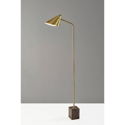 Hawthorne Floor Lamp Antique Brass - Adesso: ETL Listed, Metal & Marble, Turn Knob Rotary Switch