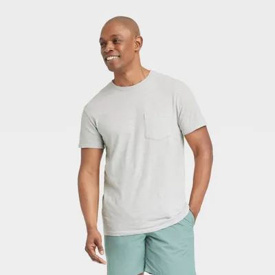 Mens Short Sleeve Crewneck Pocket T-Shirt - Goodfellow & Co Masonry Gray S