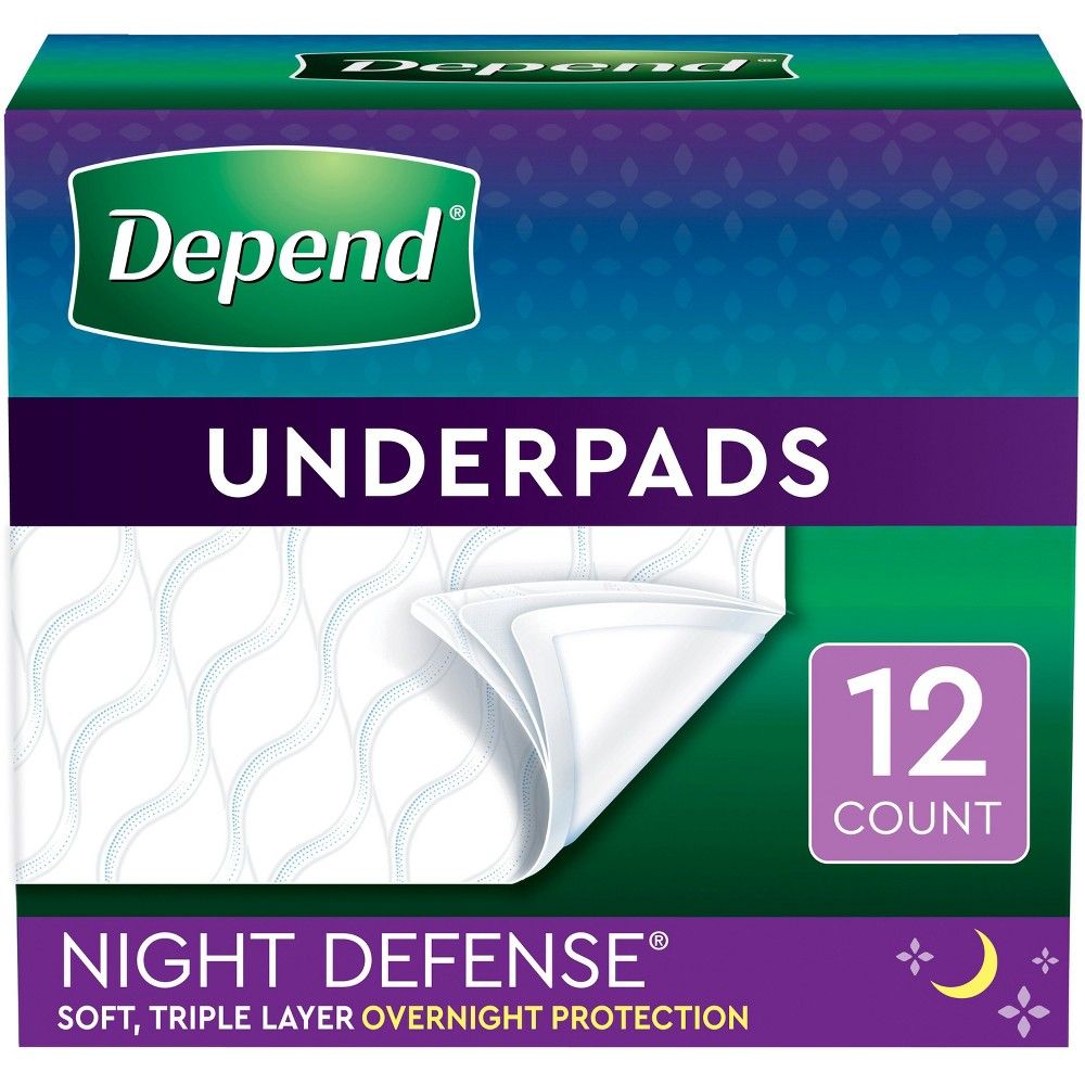 Depend Underpads/disposable Slip Resistant Incontinence Bed Pads For  Adults, Kids And Pets - Overnight Absorbency - 12ct : Target