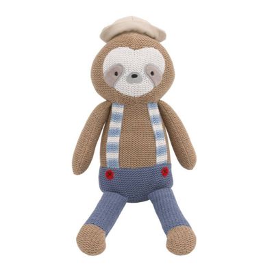 Cuddle Me Scottie The Sloth - Gray and Blue Knit Plush Stuffed Animal