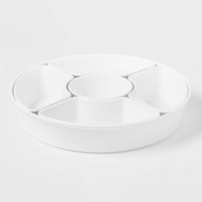 6pc Melamine 5-Section Serving Platter White - Threshold