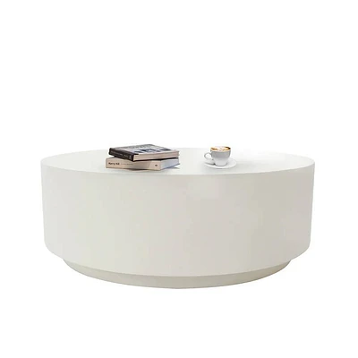 Envelor Elementi Outdoor Round Concrete Coffee Table : All-Weather, Glass-Reinforced, No Assembly Required