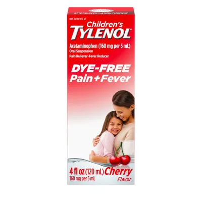 Childrens Tylenol Dye-Free Pain + Fever Relief Liquid - Acetaminophen - Cherry - 4 fl oz