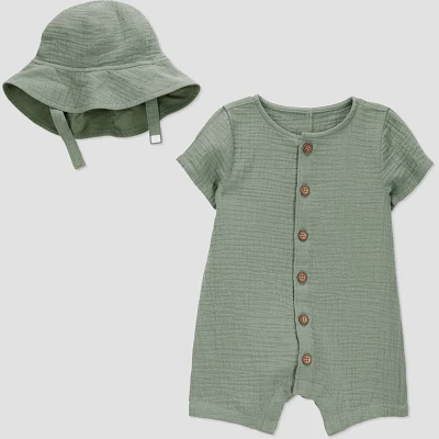 Carters Just One You Baby Boys Gauze Romper with Hat