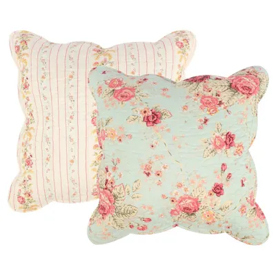 Toss Antique Rose Pillow Set - Greenland Home Fashions: Cotton Fabric, Indoor Square Throw