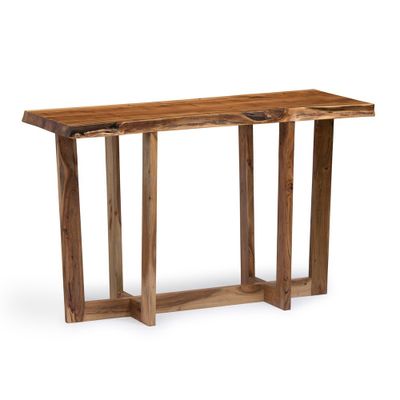 Alaterre Furniture Berkshire Live Edge Solid Wood Media Console: Acacia, Non-Toxic Finish, Steel Hardware