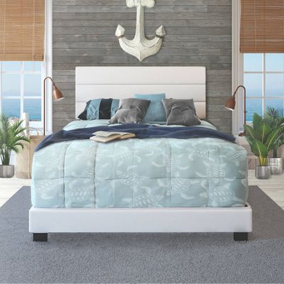 Eco Dream King Caprice Faux Leather Channel Upholstered Platform Bed White: Wood Composite Frame, Polyester Fill