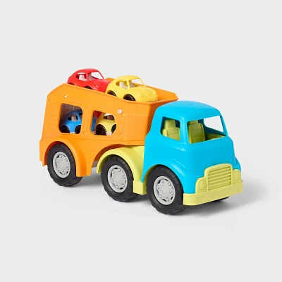 Car Transporter Truck - 4pc - Gigglescape: Toy Vehicle Tracks, Metal & Plastic, Includes Tracks, 2 Years+