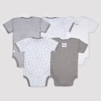 Burts Bees Baby Organic Cotton 5pk Short Sleeve Bodysuit Set