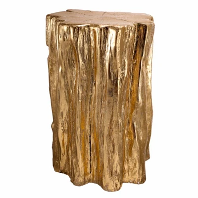 Benzara Well Designed Nature Inspired Tree Trunk Stool Gold