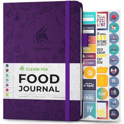 Undated Planner Food Journal 5.5x8 Purple - Clever Fox: Dietary & Food Tracking, Daily Journaling, Elastic Closure