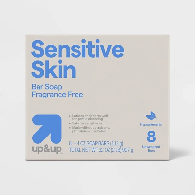 Sensitive Skin Bar Soap - Fragrance Free - 3.75oz/8pk - up&up