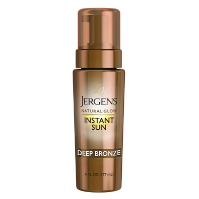 Jergens Natural Glow Instant Sun Sunless Tanning Mousse, Deep Bronze Tan, Sunless Tanner Mousse - 6 fl oz