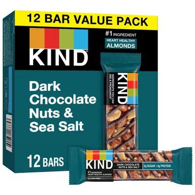 KIND Bars Dark Chocolate Nuts & Sea Salt Gluten Free Snacks