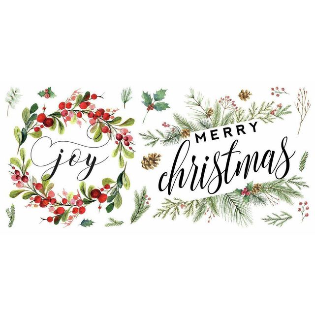 Merry Christmas Wreath Peel and Stick Wall Decal - RoomMates