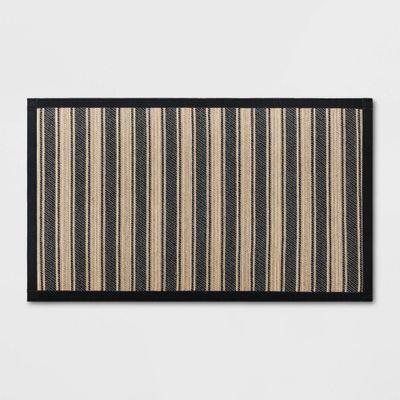 Vintage Striped Kitchen Rug Black/Brown - Threshold: Skid-Resistant Indoor Runner Mat, Machine Washable