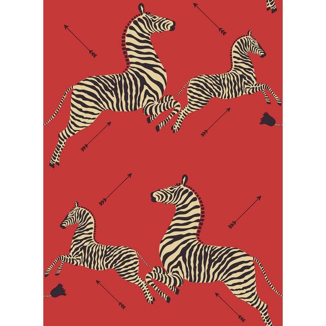 Brewster Zebra Safari Scalamandre Self Adhesive Wallpaper Masai Red: NuWallpaper Peel & Stick Removable Vinyl