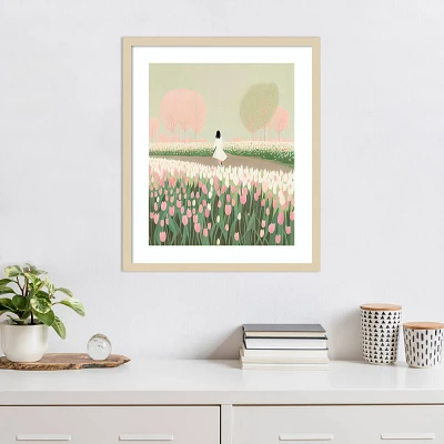 Amanti Art Strolling Through The Tulips by Incado Wood Framed Wall Art Print