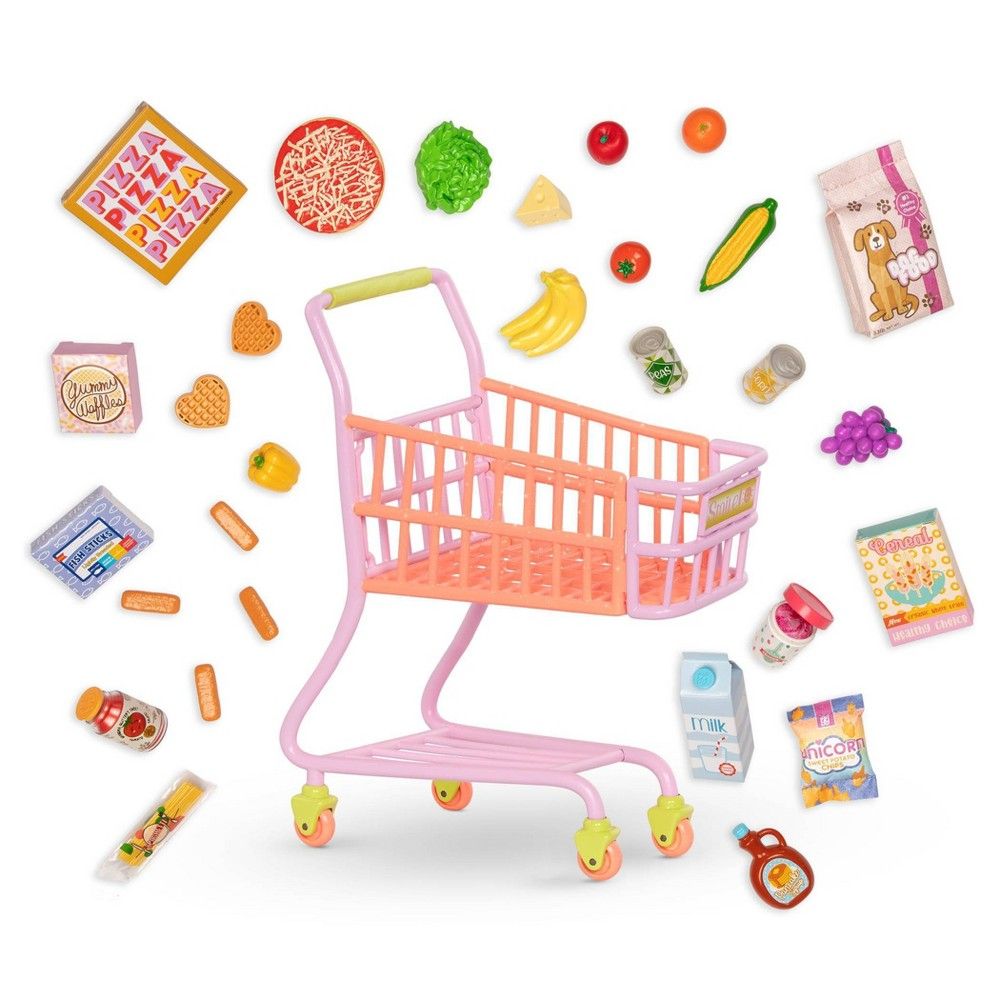 Glitter Girls Shopping Cart & Groceries Accessory Set for 14 Dolls
