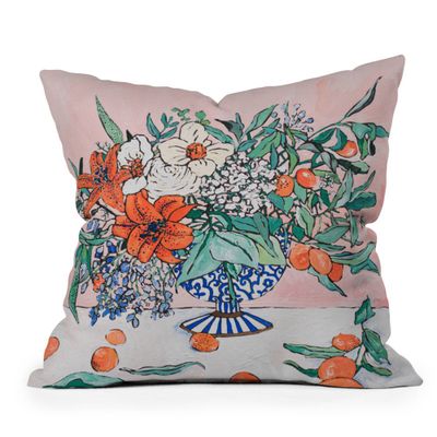 16x16 Lara Lee Meinties California Summer Bouquet Ora Square Throw Pillow Pink - Deny Designs