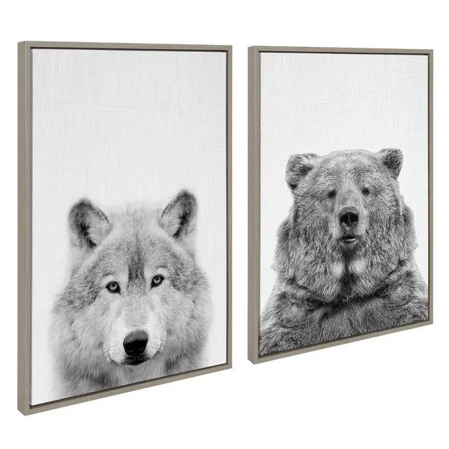 Kate  Laurel All Things Decor 18 x 24 (Set of 2) Sylvie Alpaca Portrait By Simon  Te Framed Wall Canvas Set Gray Kate  Laurel All Things Decor  Connecticut Post Mall