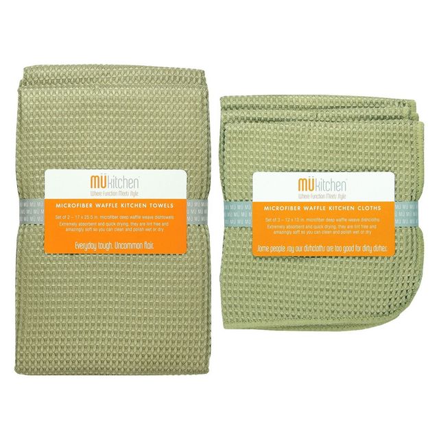 2pk Waffle Microfiber Kitchen Towel - Mu Kitchen : Target