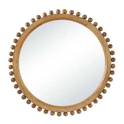 Olivia & May 35x35 Mango Wood Wall Mirror with Beaded Detailing  : Wall Decor