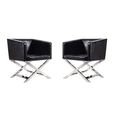 Set of 2 Hollywood Faux Leather Lounge Accent Chairs - Comfort