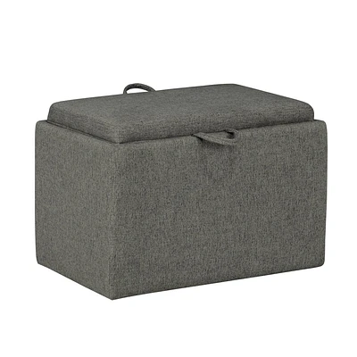 Breighton Home Luxe Comfort Storage Ottoman with Reversible Tray Top Lid Soft Gray