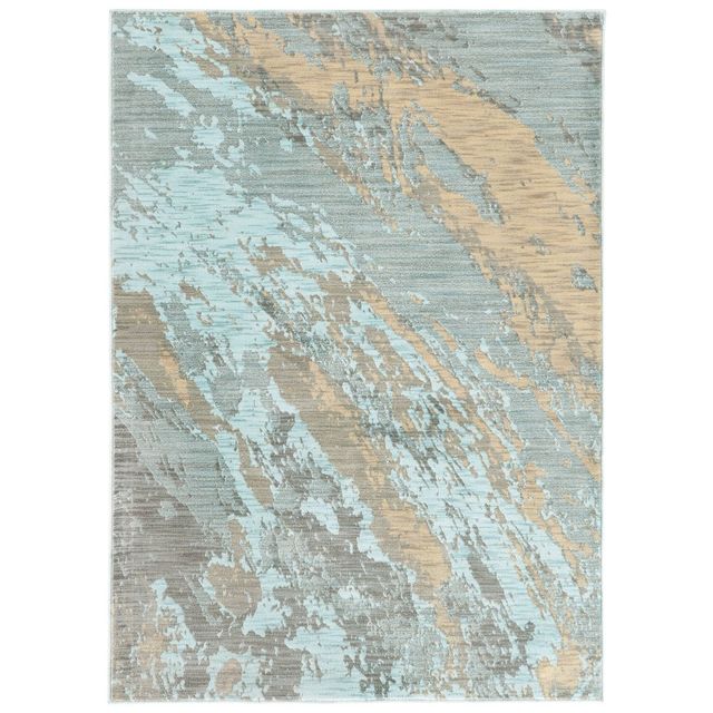 53x76 San Blas Distressed Abstract Rug Blue/Gray