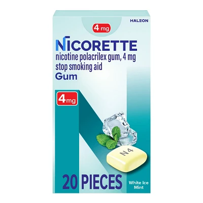 Nicorette 4mg Stop Smoking Aid Nicotine Gum - White Ice Mint