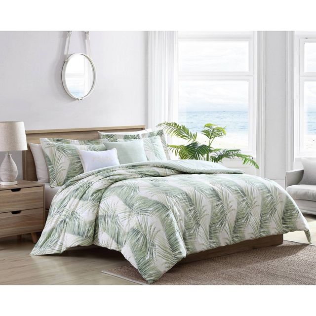 5pc Full/Queen Kauai Comforter Sham Bonus Set Green - Tommy Bahama: Cotton Weave, Pre Washed, OEKO-TEX Certified