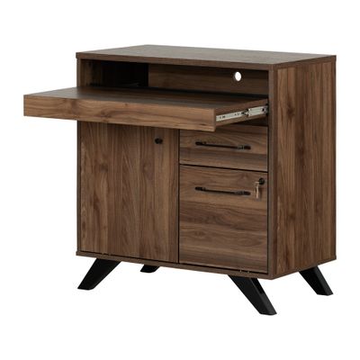 Flam Multi Function Secretary Desk  - South Shore: Laminated Office Armoire with Keyboard Tray & Hutch