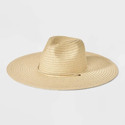 Straw Wide Brim Fedora Hat - Univeral Thread Natural S/M