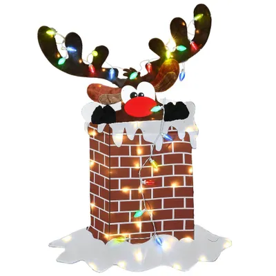 National Tree Company 47 Pre-Lit Reindeer in Chimney Christmas Novelty Light