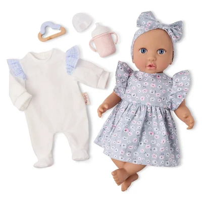 LullaBaby Baby Doll with Blue Eyes Floral Dress and Pajama Set