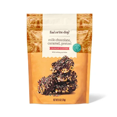 Christmas Milk Chocolate, Caramel, Pretzel with Sprinkles Crunchy Clusters - 6oz - Favorite Day