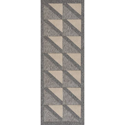 Momeni  Calisto Geometric Machine Loomed Indoor/Outdoor Runner Rug Gray: Polypropylene, Low Pile, Classic Pattern